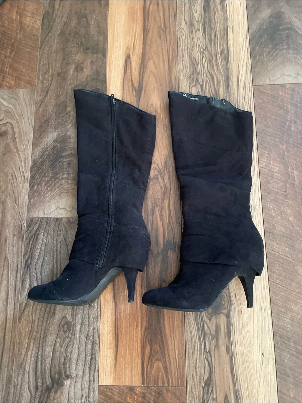 Fergalicious Women's Black Suede Knee-High Stiletto Boots
